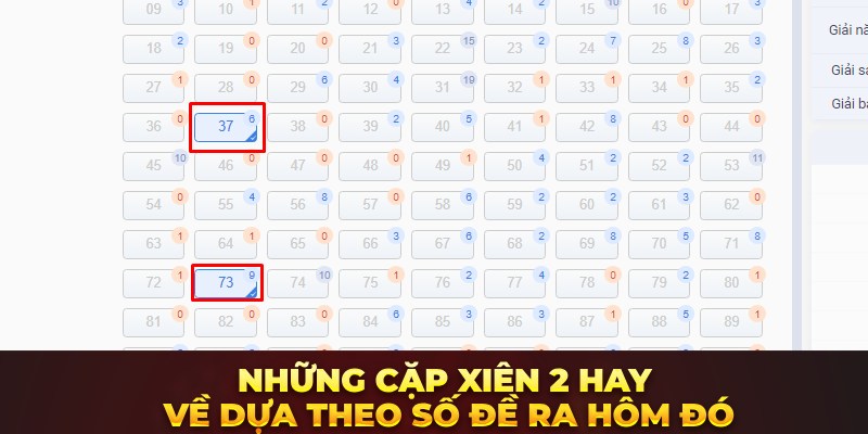 Những cặp xiên 2 hay về dựa theo số đề ra hôm đó